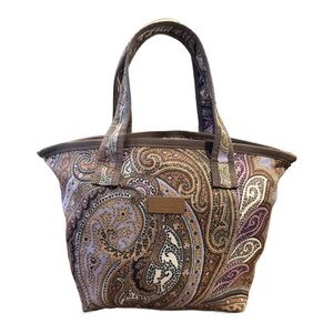 Etro Paisley Jacquard Tote in Brown and Purple
